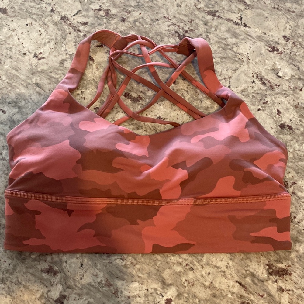 Lululemon Free to be wild long line pink camo NWOT
